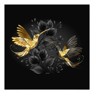 Black and Gold Hummingbird Fotodruck