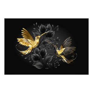 Black and Gold Hummingbird Fotodruck
