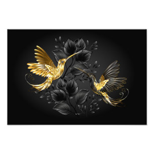 Black and Gold Hummingbird Fotodruck