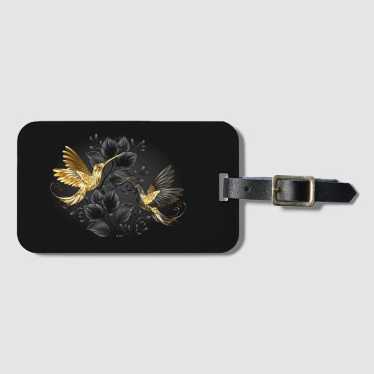 Black and Gold Hummingbird Gepäckanhänger (Vorderseite (Horizontal))