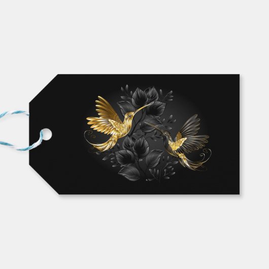 Black and Gold Hummingbird Geschenkanhänger (Rückseite Horizontal)