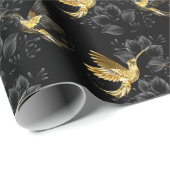Black and Gold Hummingbird Geschenkpapier (Rolleneckpunkt)