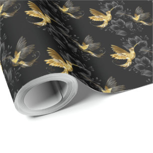 Black and Gold Hummingbird Geschenkpapier