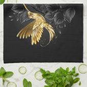 Black and Gold Hummingbird Geschirrtuch (Gefaltet)