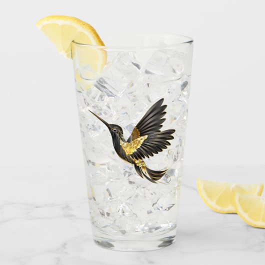 Black and Gold Hummingbird Glas (Vorderseite Ice)