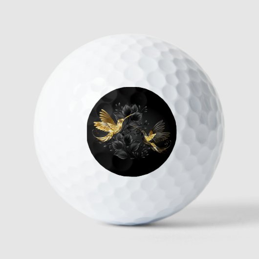 Black and Gold Hummingbird Golfball (Vorderseite)