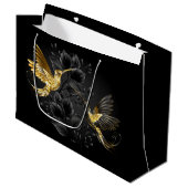 Black and Gold Hummingbird Große Geschenktüte (Vorderseite Schrägansicht)