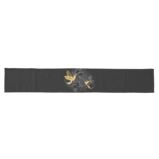Black and Gold Hummingbird Großer Tischläufer (Horizontal)