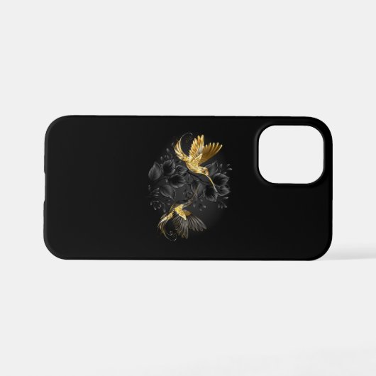 Black and Gold Hummingbird iPhone Hülle (Rückseite (Horizontal))