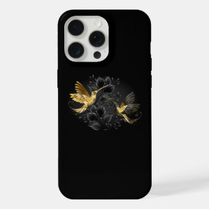 Black and Gold Hummingbird iPhone 15 Pro Max Hülle