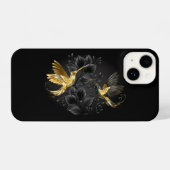 Black and Gold Hummingbird iPhone Hülle (Rückseite (Horizontal))