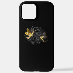 Black and Gold Hummingbird iPhone 12 Pro Max Hülle