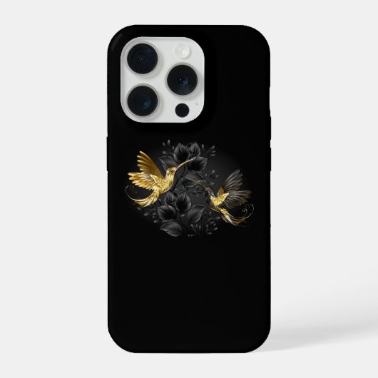Black and Gold Hummingbird iPhone Hülle (Rückseite)