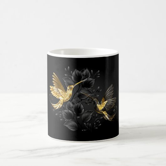 Black and Gold Hummingbird Kaffeetasse (Mittel)