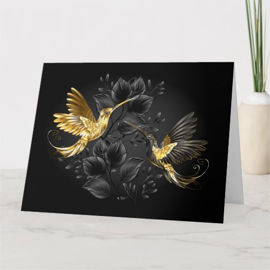 Black and Gold Hummingbird Karte (Vorderseite)