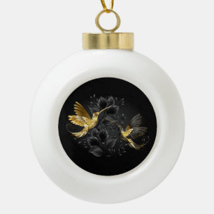 Black and Gold Hummingbird Keramik Kugel-Ornament