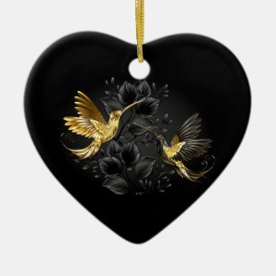 Black and Gold Hummingbird Keramik Ornament