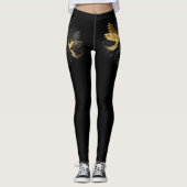 Black and Gold Hummingbird Leggings (Vorderseite)