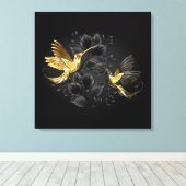 Black and Gold Hummingbird Leinwanddruck (Insitu (Holzboden))