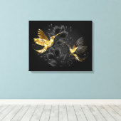 Black and Gold Hummingbird Leinwanddruck (Insitu (Holzboden))
