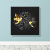 Black and Gold Hummingbird Leinwanddruck (Insitu (Holzboden))