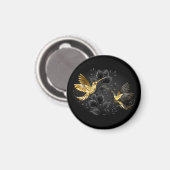 Black and Gold Hummingbird Magnet (Vorderseite/Rückseite)