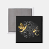 Black and Gold Hummingbird Magnet (Vorderseite/Rückseite)