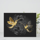Black and Gold Hummingbird Menükarte (Stehend Vorderseite)