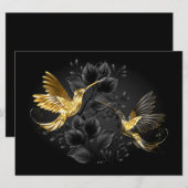 Black and Gold Hummingbird Menükarte (Vorne/Hinten)