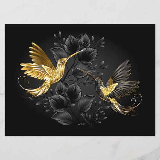 Black and Gold Hummingbird Menükarte (Vorderseite)
