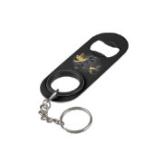 Black and Gold Hummingbird Mini Flaschenöffner (Rückseite Schrägansicht)