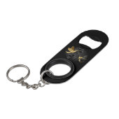 Black and Gold Hummingbird Mini Flaschenöffner (Vorderseite Schrägansicht)