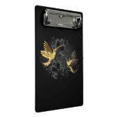 Black and Gold Hummingbird Mini Klemmbrett (Schrägansicht)
