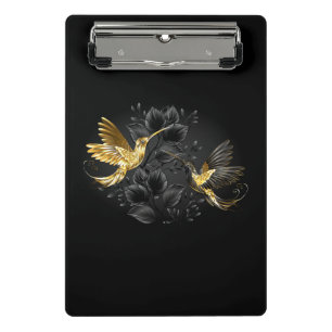 Black and Gold Hummingbird Mini Klemmbrett