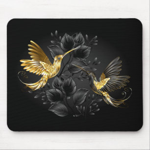 Black and Gold Hummingbird Mousepad