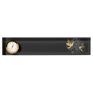 Black and Gold Hummingbird Namensplakette
