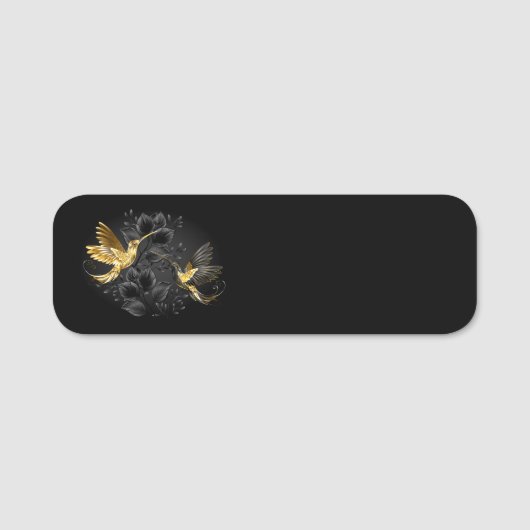 Black and Gold Hummingbird Namensschild (Vorderseite)