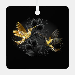 Black and Gold Hummingbird Ornament Aus Metall