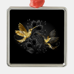 Black and Gold Hummingbird Ornament Aus Metall