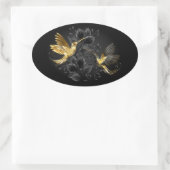 Black and Gold Hummingbird Ovaler Aufkleber (Tasche)