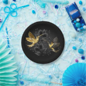 Black and Gold Hummingbird Pappteller (Party)