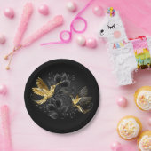 Black and Gold Hummingbird Pappteller (Party)