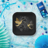 Black and Gold Hummingbird Pappteller (Party)
