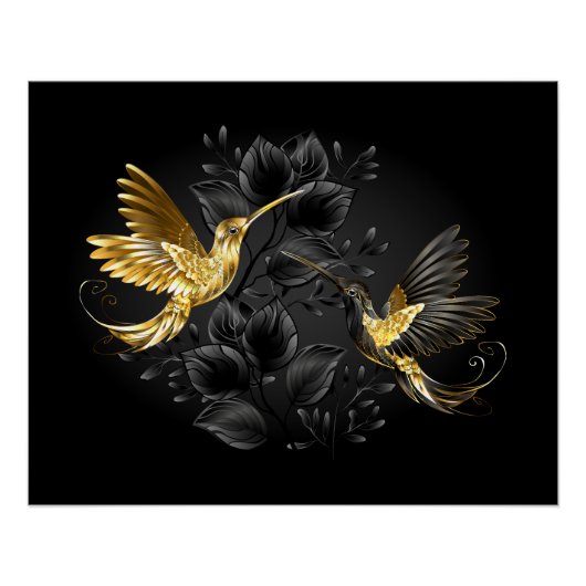 Black and Gold Hummingbird Poster (Vorderseite)