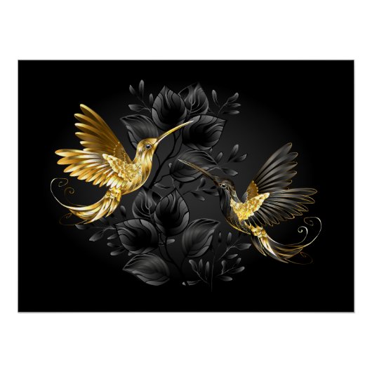 Black and Gold Hummingbird Poster (Vorderseite)