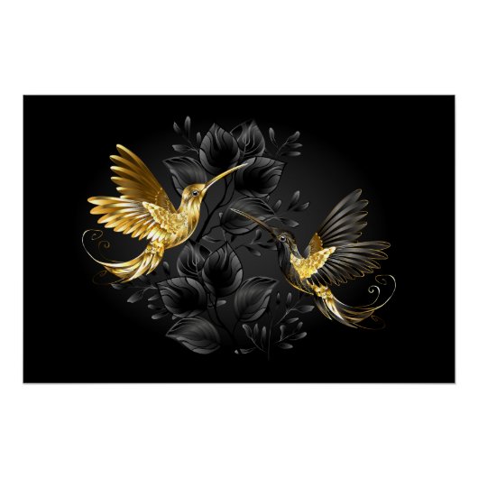 Black and Gold Hummingbird Poster (Vorderseite)