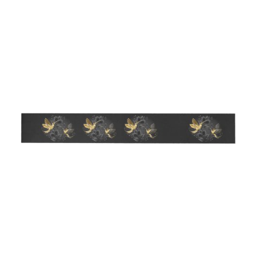 Black and Gold Hummingbird Rundum-Adressaufkleber (Person)