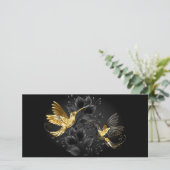Black and Gold Hummingbird Save The Date (Stehend Vorderseite)