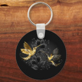 Black and Gold Hummingbird Schlüsselanhänger (Rückseite)