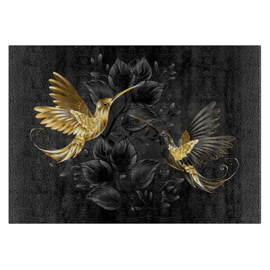 Black and Gold Hummingbird Schneidebrett (Vorderseite)